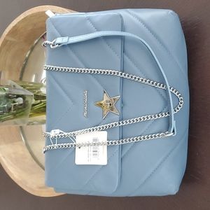 NWT Marina Galanti Italian leather shoulder bag light blue/gray